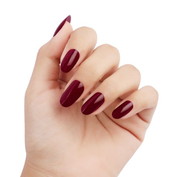 Burgundy silicon Nail polish, MÊME Cosmetics during and after chemotherapy